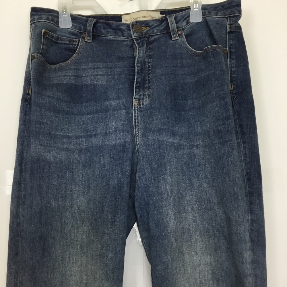 Soft Surroundings Denim Boot-Cut Jeans with Embroidered Floral Detail - Blue - Picture 10 of 12
